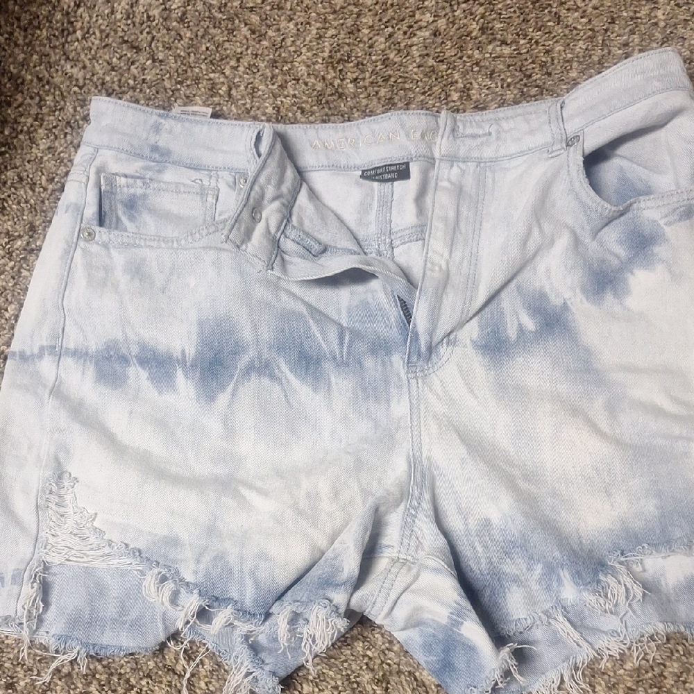 Light Blue Tie-Dye American Eagle Denim Shorts
